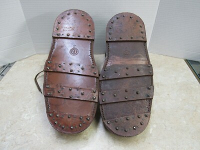 Vintage 1940s WW2 French Military Ice Snow Over Boots Shoes Cleats