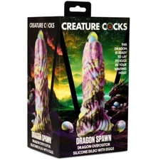 XR Brands Creature Cocks Dragon Spawn Ovipositor Dildo With Eggs, New