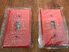 2 PACK- Emergency Oil Burner Metal Switch Cover WALL PLATE Red 2-3/4 X 4-1/2"