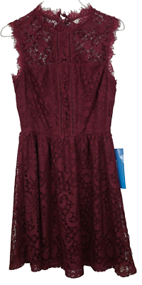 Speechless Lace Fit & Flare Dress Womens Medium Burgundy Sleeveless Prom  Fairy | eBay