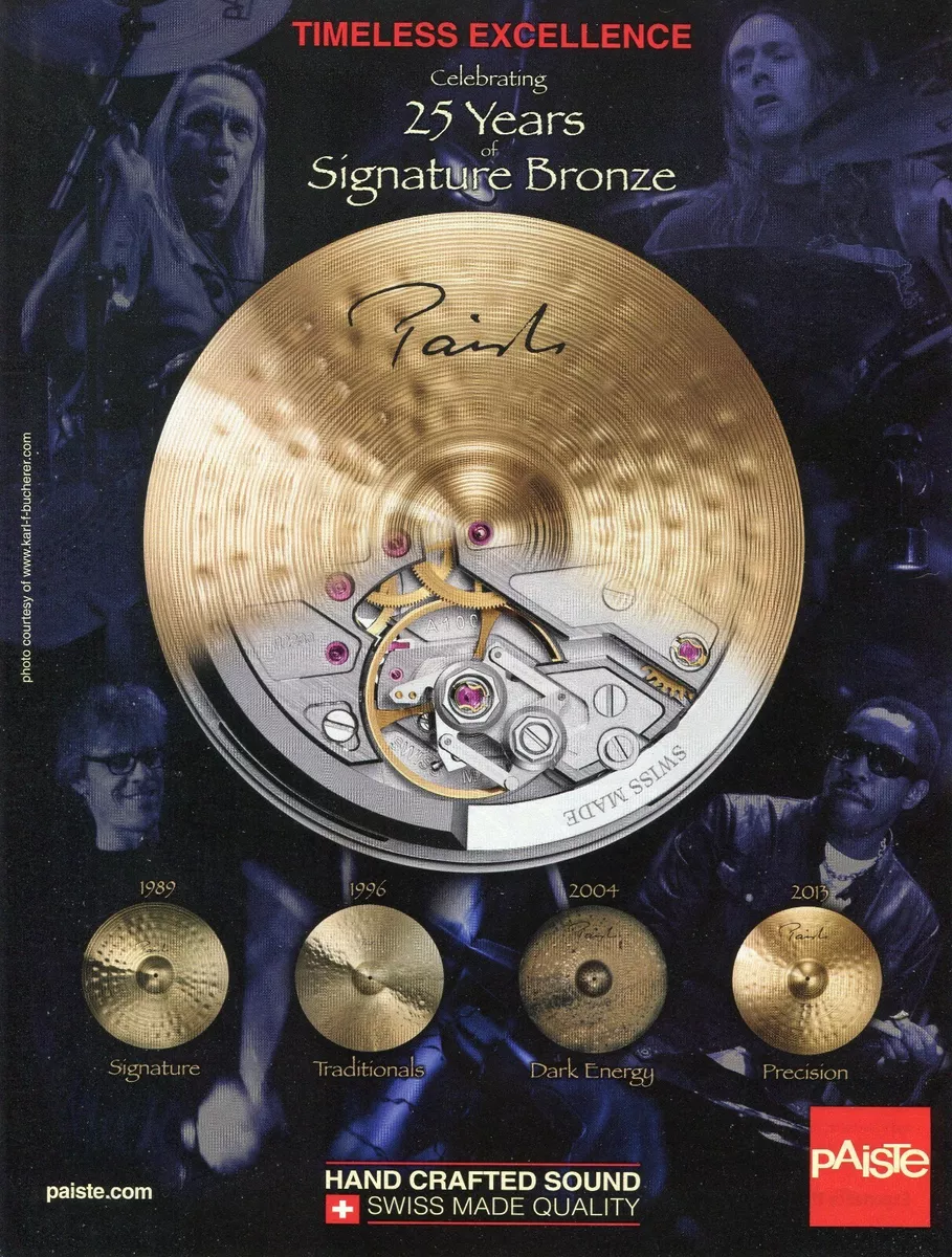 2014 Print Ad Paiste 25 Years Signature Bronze Cymbal Danny Carey Nicko McBrain
