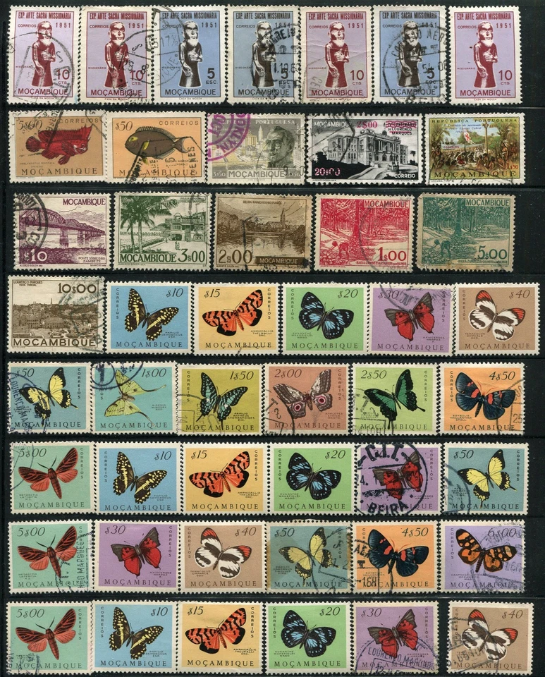 300+ Colección de estampillas postales de Mozambique África tópica usadas como nuevas LH Foto 4 de 4