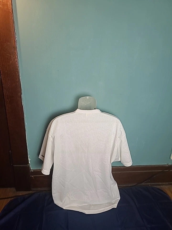 Camiseta deportiva de malla con botones vintage de los 80 y 90 para hombre talla XL blanca Foto 3 de 4