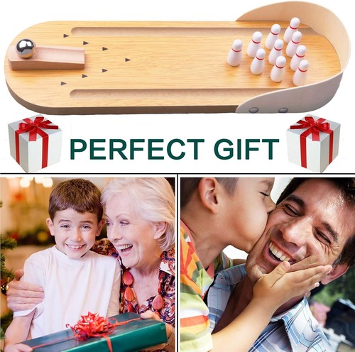 Table Top Mini Bowling Game Set-Tabletop Wooden Board Mini Arcade Desktop - Picture 6 of 6