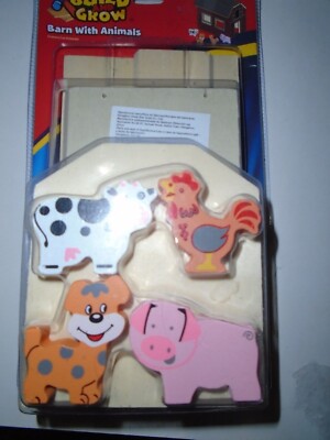 BUILD AND GROW BARN WITH ANIMALS Wooden all you need is your hammer NEW !
