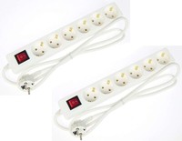 2 X Steckdosenleiste 6 Fach Mit Schalter Weiss Mehrfachsteckdose Mehrfachstecker