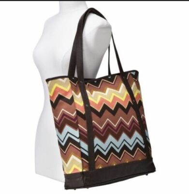 MISSONI for Target NWT Multi Color CANVAS TOTE LG Shopping Bag Shoulder Rucksack