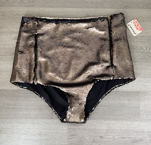 NWT Heidi Merrick Neptune Bronze Sequin High-Waisted Swim Bottom Size L Large - Picture 3 of 5