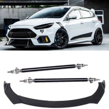 Front Bumper Lip Splitter+Spoiler Chin Body Kit Strut Rods For Ford Fiesta SES