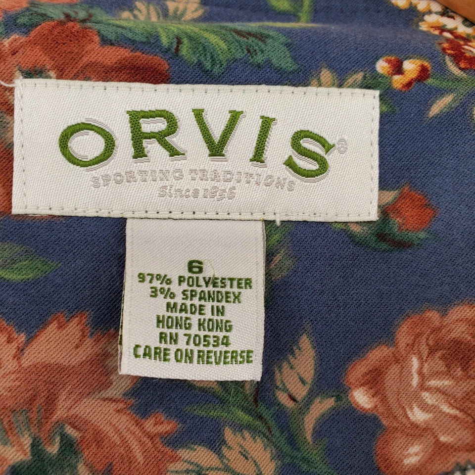 Orvis Dress Women 6 Shift Multicolor Floral Button Front Midi Vintage Modest - Image 2 of 4
