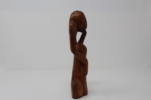 The Thinker Hand Carved Senegal Warm Brown Tone Wood Approximately 8" Tall - Picture 4 of 5