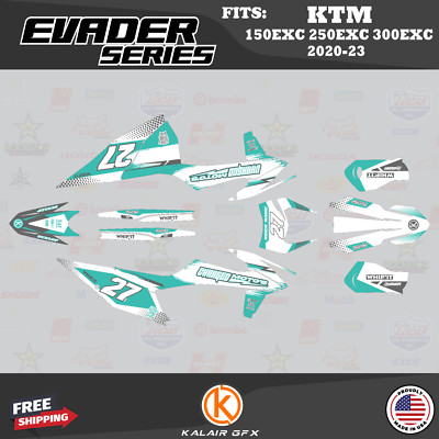 Graphics Kit for KTM 150EXC, 250EXC, 300EXC 2020 2021 2022 2023 Evader-Teal