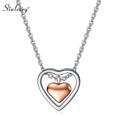Rose Gold Silver Necklaces Double Love Heart Pendants Xmas Gifts For Her Women Ebay