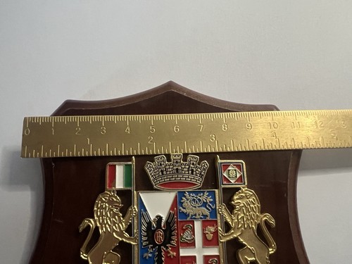 Crest Carabinieri A Cheval Bouclier Bois Poli Avec Métal Vernis Hauteur 13 - Picture 5 of 6