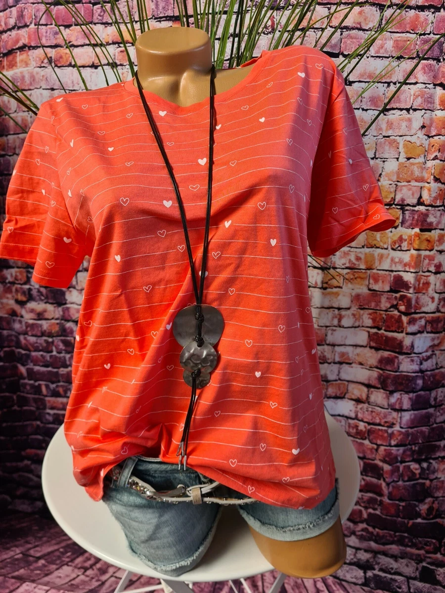 TOM TAILOR Shirt Blouse Tunic With Hearts Ladies short Sleeve (430