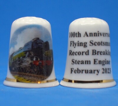 Birchcroft Porzellan Fingerhut -- Flying Scotsman 100th Anniversary - Kuppel Geschenkbox
