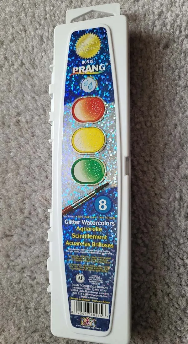 New Old Stock Aquarelle Glitter Watercolors 8ct Washable PRANG 80515. 8.5  long