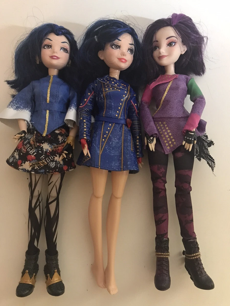 Lot of 3 Disney Descendants Dolls: 2 Evie & a Mal Isle of The Lost