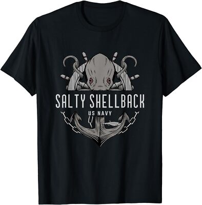 NEW LIMITED Retro Salty Shellback US Navy Anchor And Kraken T-Shirt