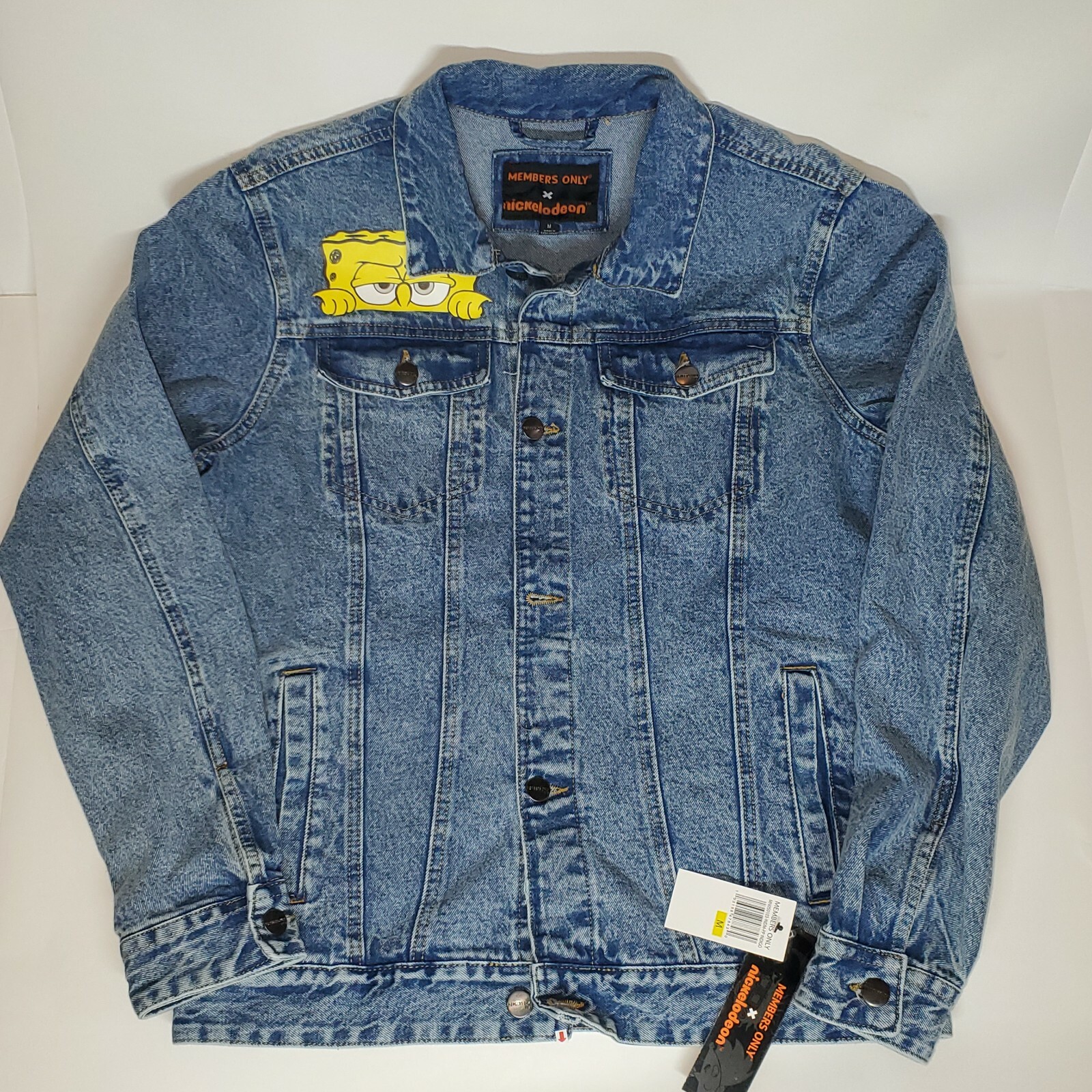 Members Only Nickelodeon SpongeBob Denim Jean Jacket Mens Size Medium Sold Out!