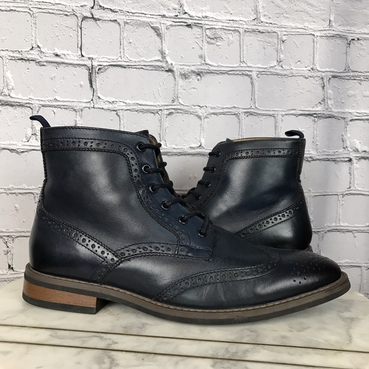 La Milano Patina Collection Mens Leather Blue Oxford Wingtip Boots Size 12 LZ181 La Milano Patina Collection Mens Leather Blue Oxford Wingtip  main image 3