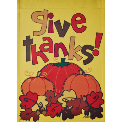 GIVE THANKS PUMPKINS 12.5'' X 18'' GARDEN FLAG 27-2138-34 FLIP IT! RAIN OR SHINE