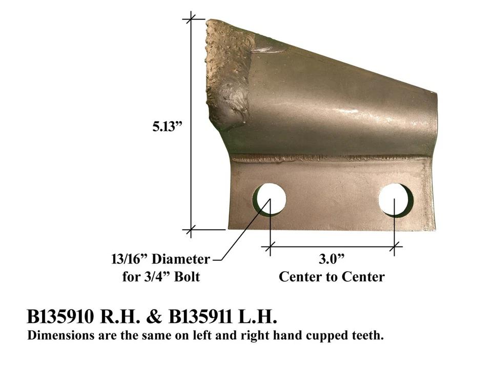 10 RH & 10 LH Carbide Trenching Teeth- B135910, B135911, 3" Centers on Bolt Hole - Image 2 of 2