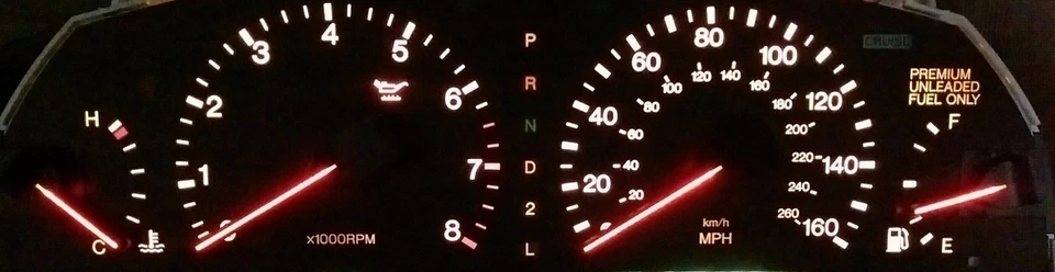 1993-1997 Lexus GS300 Tanin Auto V4 Speedometer Gauge Fuel / Temp LED Needle RED - Image 2 of 2