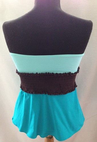 Camiseta Tankini Spanx Sin Tirantes - Turquesa, Azul y Marrón - Talla 6 - Imagen 2 de 3