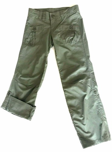 LA REDOUTE KIDS girls roll up lightweight pant green khaki olive cotton size 8