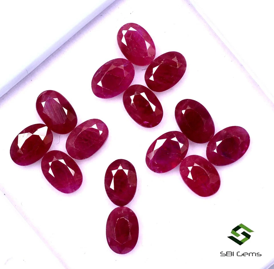 6x4 mm Natural Ruby Oval Cut Lot 14 Pcs 9.42 Cts Deep Red Shade Burma Loose Gems - Image 4 of 4