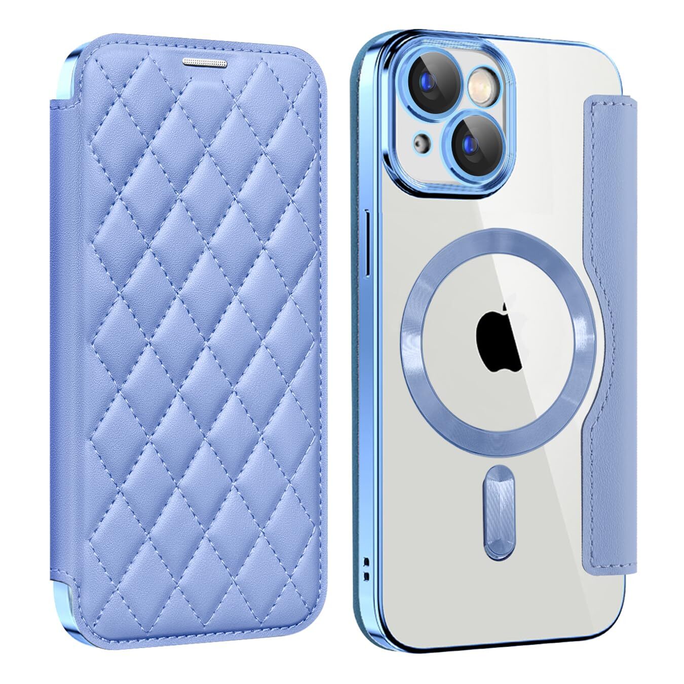 MuZiF for iPhone 15 Case Notebook Type Magsafe Compatible Clear Back Transp 841-image