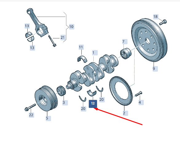 NEU SKODA SUPERB MK3 KURBELWELLE UNTERLAGERN 06K105591GLB ORIGINAL