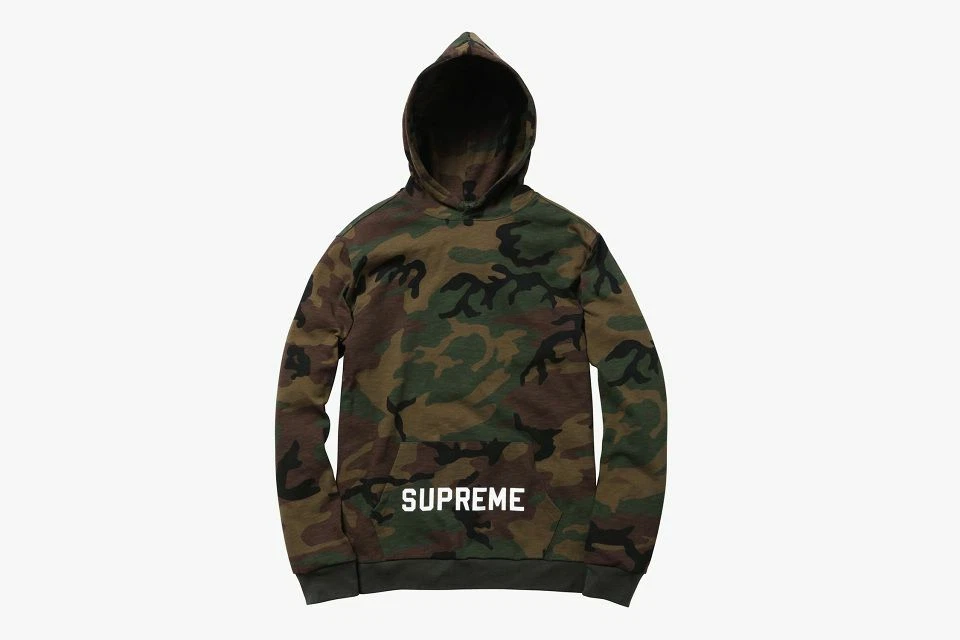 SS14 Supreme Athletic Hoodland Camo homme à capuche L/S taille M