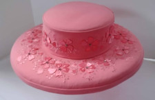 Ben Marc International Church Hat Apricot Orange Embroidery Stitched Flowers New