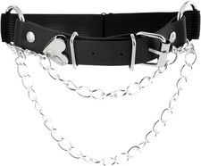Adjustable Leather Leg Garter with Chains, Elastic Punk Thigh Garter for Women,L