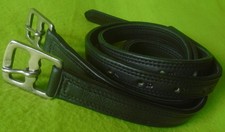 TOP QUALITY Youth Childs 43" 110cm BLACK Double Stitch English Stirrup Leathers