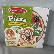 Melissa  Doug Wooden Double-Sided Pizza Topping Toss Games 14-Piece, New Sealed