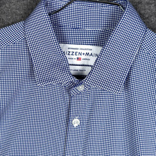 Mizzen Main Spinnaker Shirt Mens XL Blue Micro Check Trim Fit Made in USA