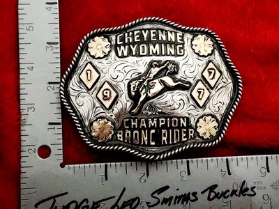 BRONC RIDING Rodeo Professional Champion Trophy Buckle☆Cheyenne Wy☆1977 ...