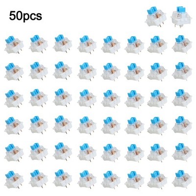 50 Stück 3-polige mechanische Tastaturschalter blau taktil mit Tastenkappenabzi