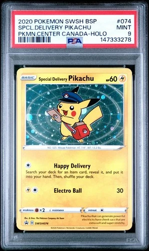 2020 Pokemon Black Star Promo Special Delivery Pikachu Canada Holo #074 PSA 9