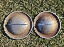 Pair 2 Vintage 15 Hollywood Flipper Bar Style Chrome Hubcaps Wheel Covers