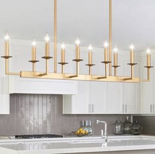 48 Inch Rustic Gold Extra Long 10 Light Linear Chandelier