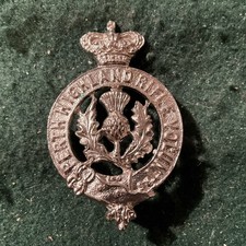 Perth Highland Rifle Volunteers Glengarry Cap Badge. Cromed ww56