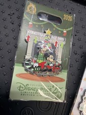 Disney 2025 Mickey Mouse and Goofy Christmas Day Riding Train Slider Pin