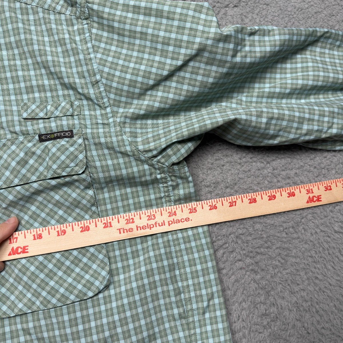 ExOfficio Chemise Homme L Vert Plaid Légère Boutonnée Stretch
