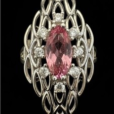 Elegant Pink topaz and sterling Silver Women's Ring