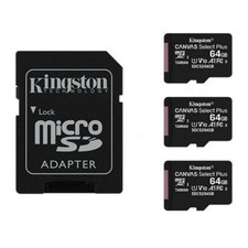 Kingston 64GB Canvas Select Plus UHSI microSDXC Memory Card SD Adapter 3 Pack