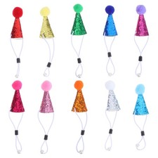 10 Pcs Hats with Pom Poms Pet Birthday Party Supplies Cake Toppers